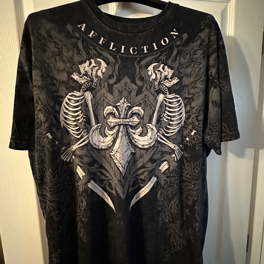 Affliction Charcoal Skeleton Graphic Tee